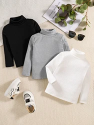 Girls' 3-Piece Knitted Set Autumn Fashion Casual Comfortable High Collar Long Sleeve Top in White Grey Black