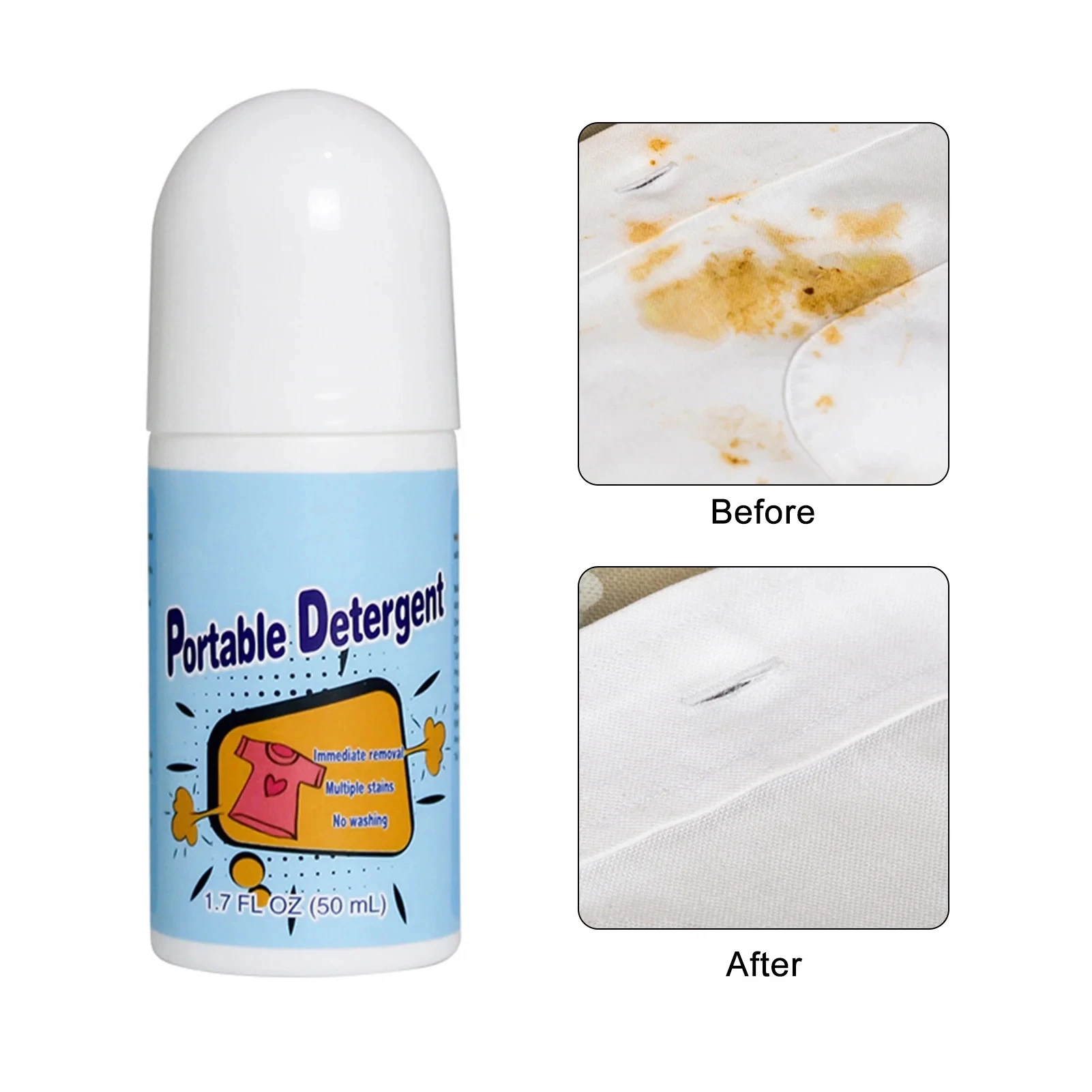 Portable Clothing Stain Remover Roller 50ml Oil Stain Remover Pen No Need To Wash Effective Stain Removal Quick Cleaning
