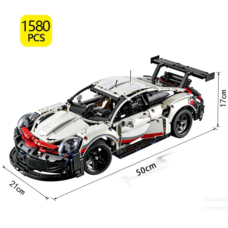 

Technology car 911RSR racing car 1:10 ratio (1580+ pieces)-DIY assembly model car, sports car manufacturing kit, birthday gift