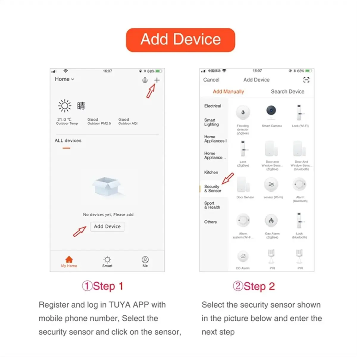 A08I Tuya Smart WiFi Water Leak Detector Wireless Flood Alarm Sensor with Real-Time App Alerts for Alexa / Google Home