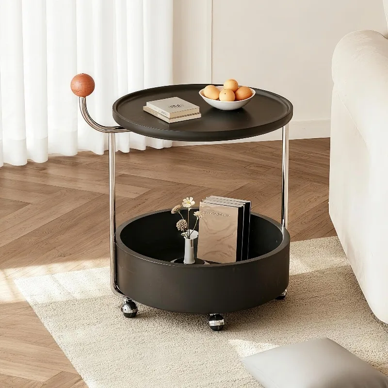 중세 프렌치 레트로 이동식 원목 소파 테이블 이미지