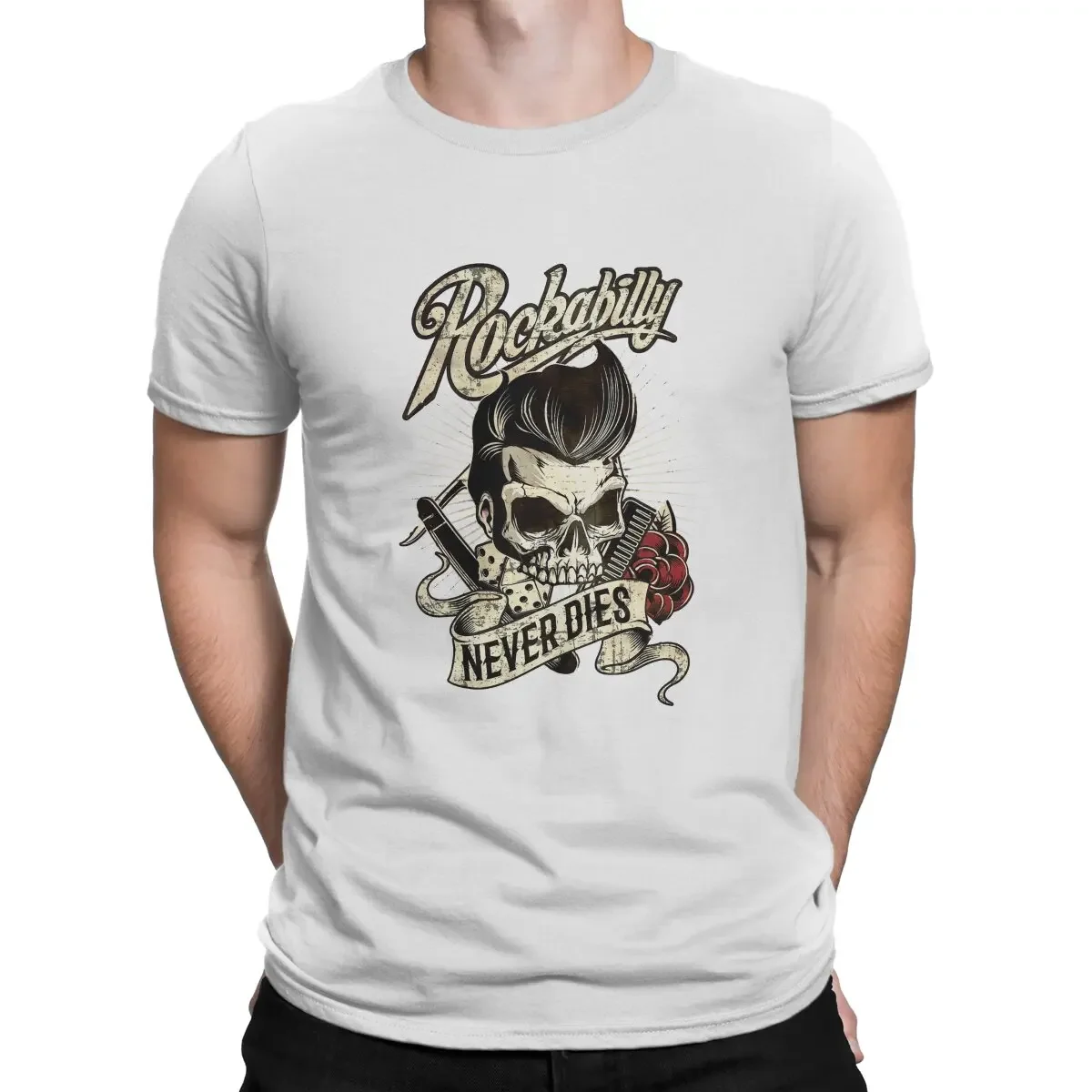 Abilly Vintage Rock And Roll Music Never Dies T shirt Graphic Cotton Men Tops tees Grunge Summer Clothes Fibre Harajuku T Shirt