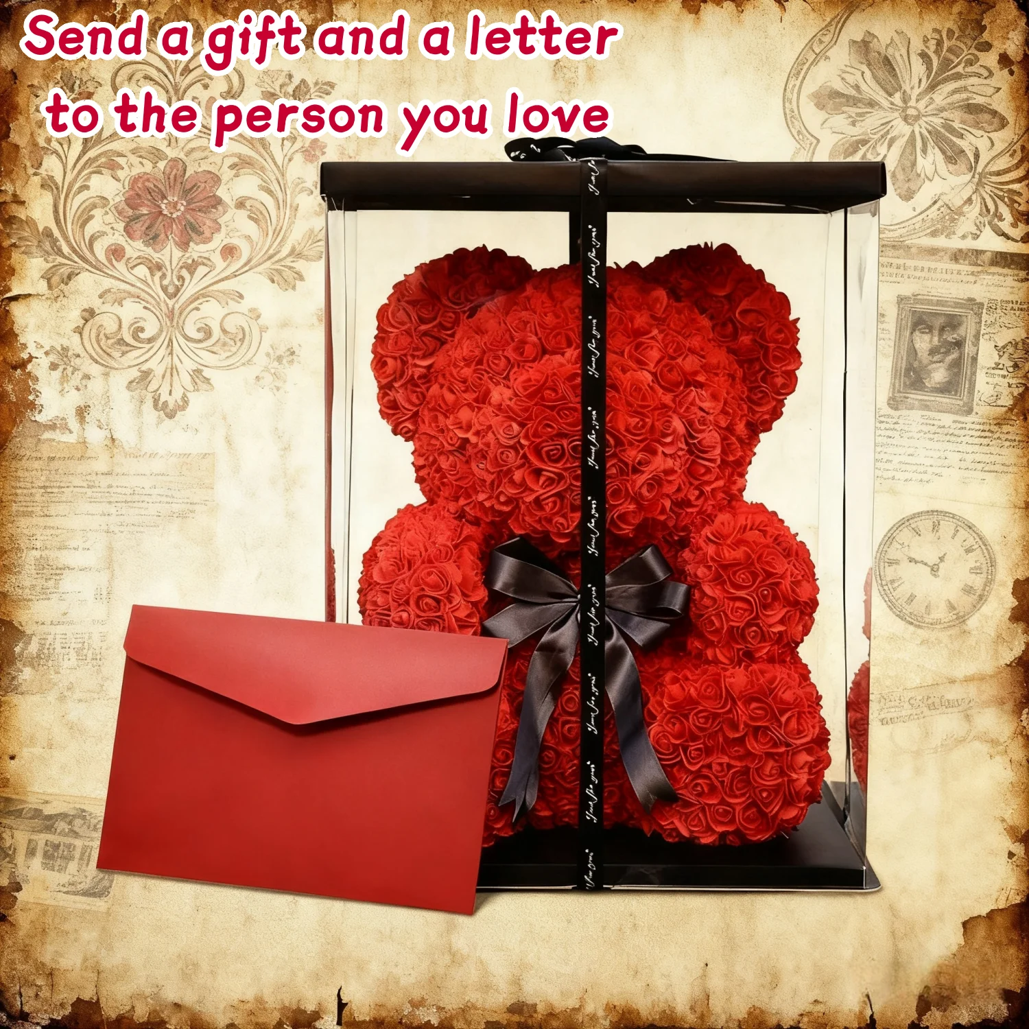 

DIY customized letters and 25cm rose bears, the best gift for your lover, family, friends on Valentine's Day, birthday,Christmas