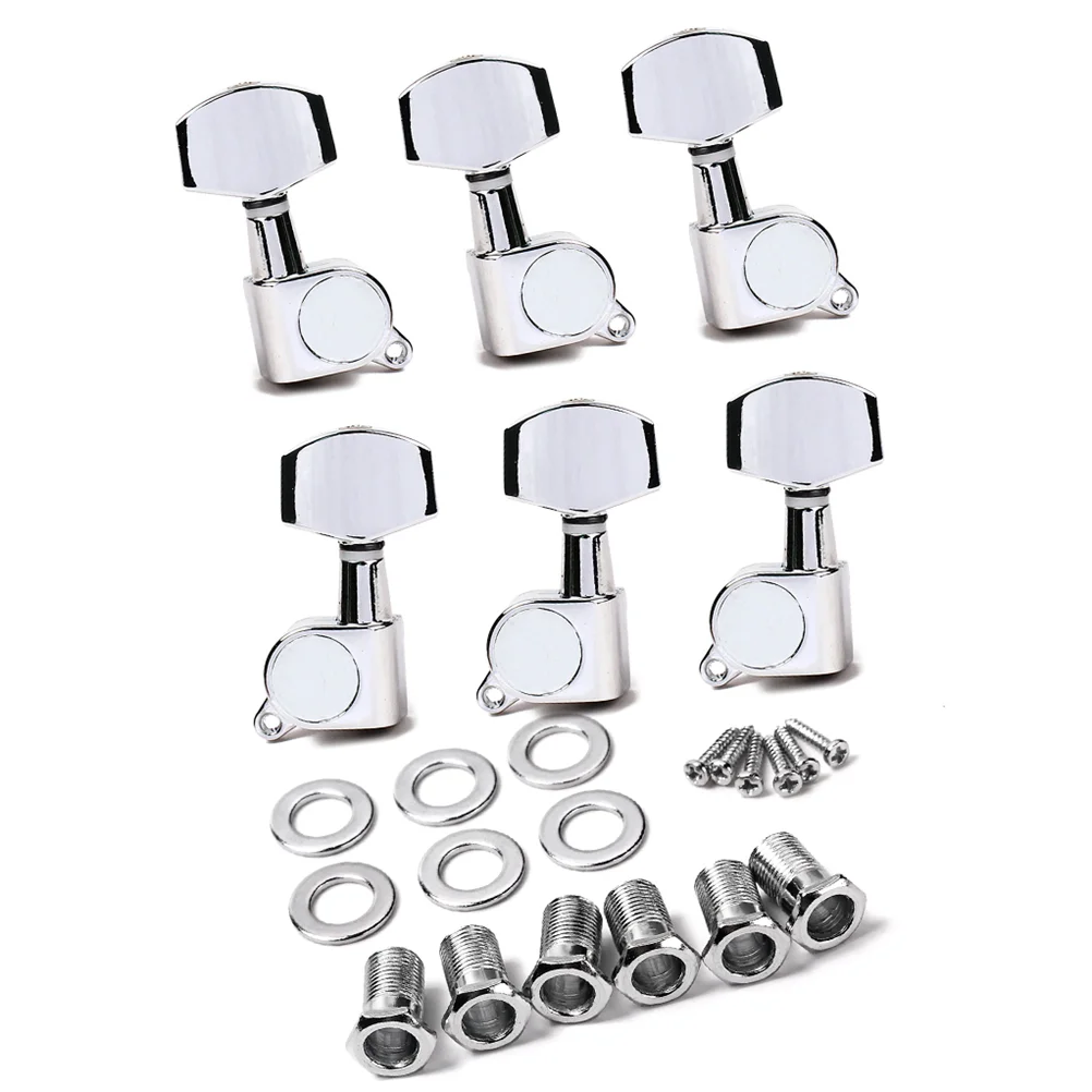 6 PCS Sealed Inline Electric Guitar String Tuning Pegs Keys Thread Bushing Machine Heads Tuners Set Finish Left Right Hand 3L3R