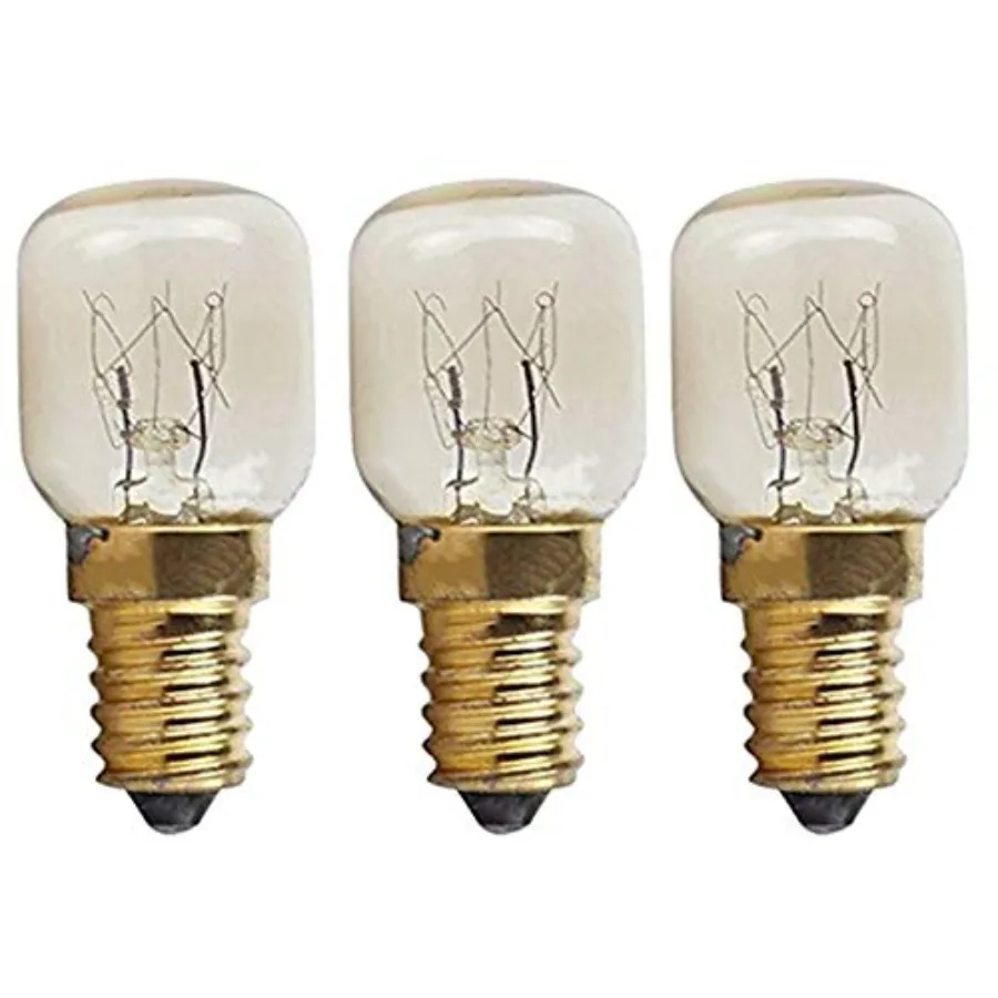 E14 Light Bulb 15W T22 Microwave Oven Bulb 300 High Temperature Warm White Incandescent 360 Beam Angle, 120V, Pack of 3