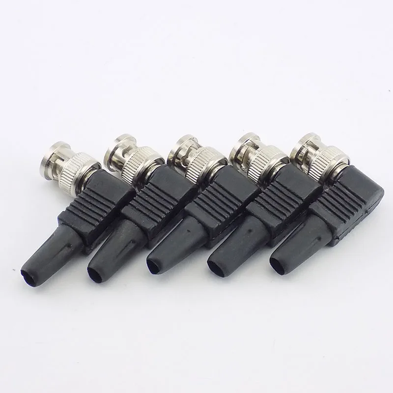 5pcs BNC Male Connector Bending Angle Plug Adapter Twist-on Coaxial Cable for CCTV Camera Surveillance Video Audio