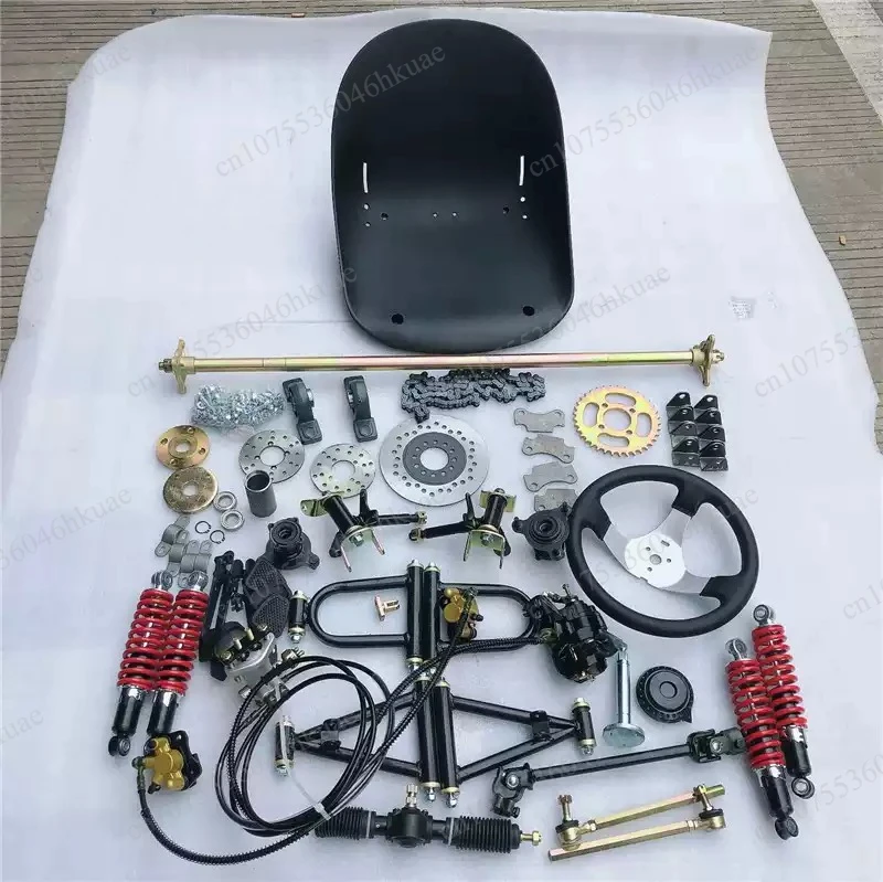Custom DIY Self Assembly Go Kart Mod Hardware Single Pull Triple Disc Brakes Full Set Front Rear Suspension Steering System