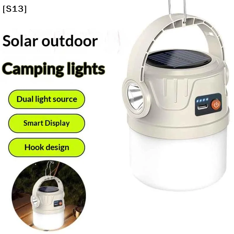 Long Endurance Camping Light Solar Powered Supports Type-c Charging Outdoor Portable Tent Light Emergency Light Hook[Q]Q@