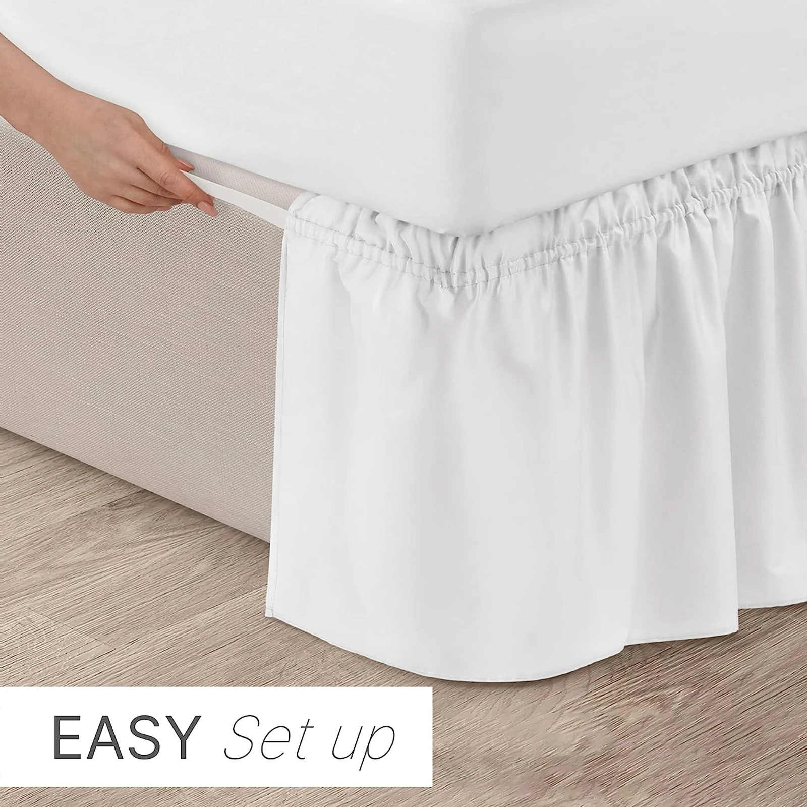 Weicher Bettrock mit Elastischer Einstellung, Knitterfreier Bettumfang aus Gebürsteter Polyester-Mikrofaser, Einfach Anzubringender Bett-Staubschutz – Detail 6
