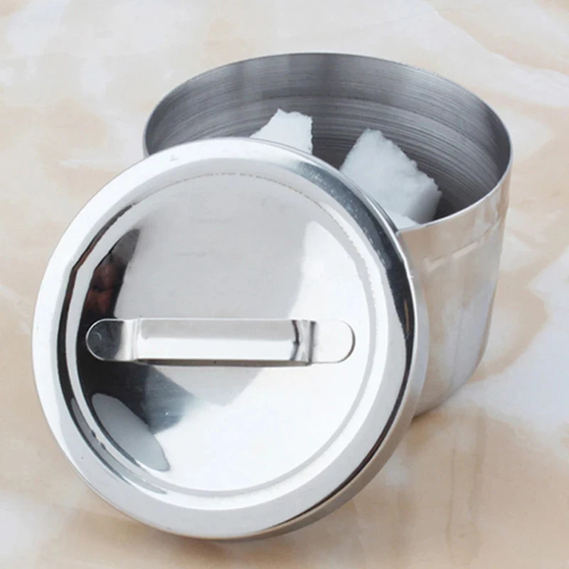 1 Piece Medical Alcohol Round Box 304 Stainless Steel Cotton Can Barrel Laboratory Instruments And Tools Storage Tank With Cover