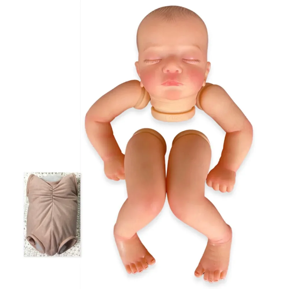 SINO-BB 18inch Reborn Doll Kit Kai Newborn Baby Size Already Painted 3D Skin Reborn Doll Parts with Cloth Body Visible Veins