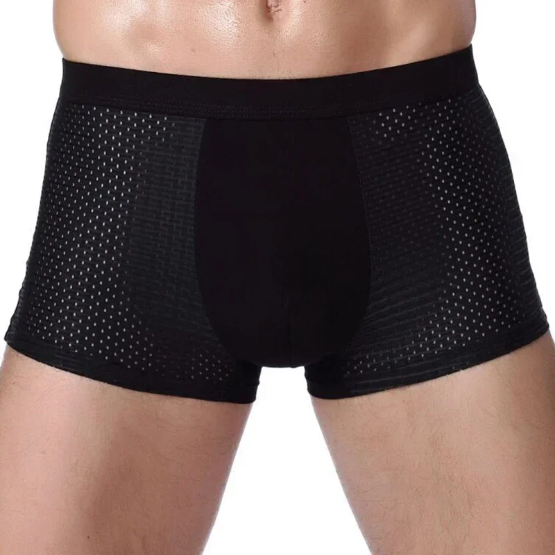Men\'s Bamboo Underpants Men Summer Mesh Boxershorts Breathable Hombre Hole Soft Sexy Panties Male Boxer Shorts