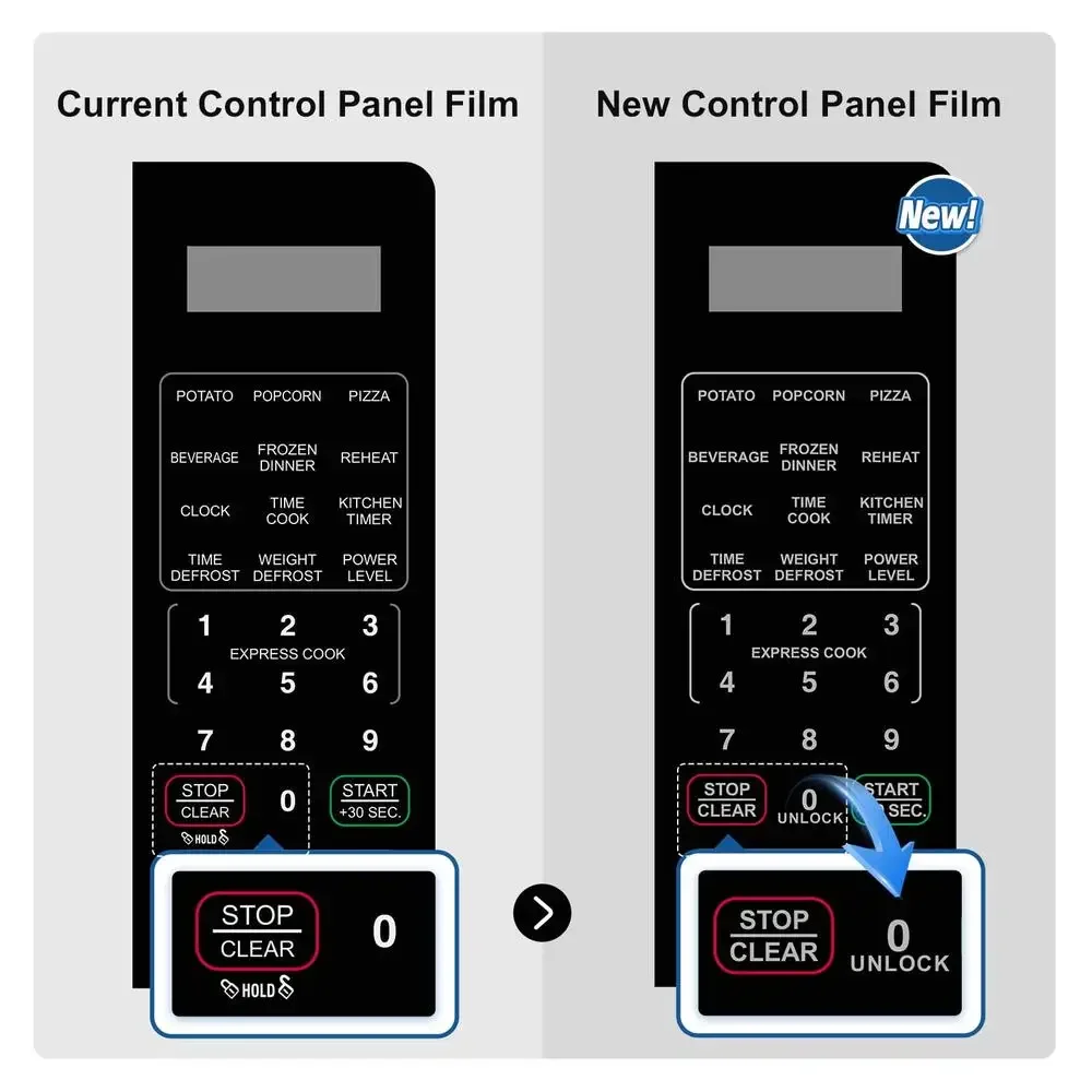 Compacto 0,7 pies cúbicos 700W Negro Encimera Horno microondas Pantalla LED Temporizador Reloj Descongelar Bloqueo seguro para niños Pulsador Puerta 10