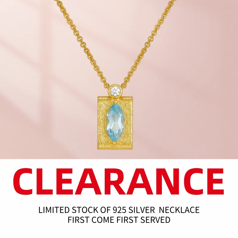 Clearance 925 Sterling Silver 18K Gold Natural Topaz Garnet Chic Pendant Necklace For Women  Limited Stock First Come First Get