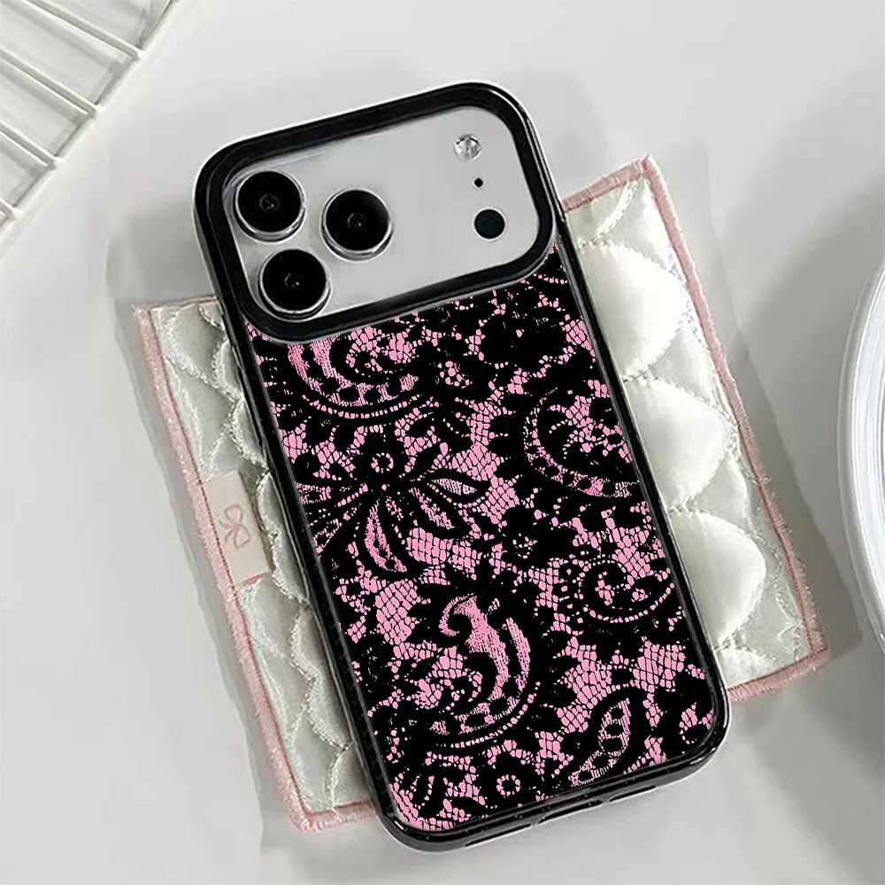 Advanced Lace Red Phone Case For iPhone 17 Air 16 15 14 13 12 11 Pro Max 17 Pro Shockproof Hard Cover Fundas