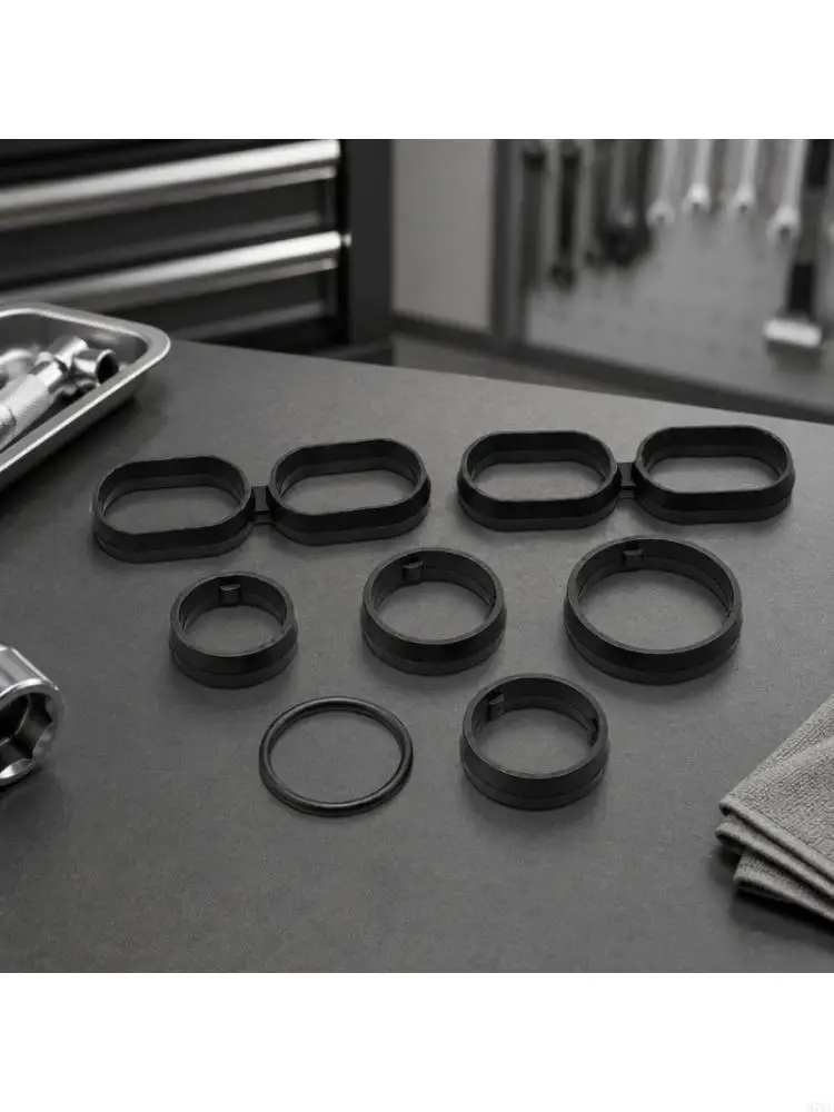 M76E Oil Adapter Gasket 68191356AA for Select 3.2L 3.6L Service, 7 Piece Set