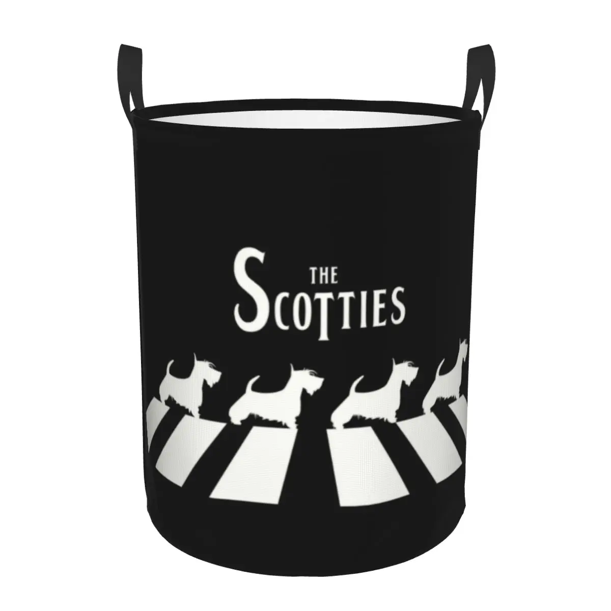 Custom The Scotties Laundry Basket Collapsible Scottish Terrier Dog Clothes Hamper for Nursery Kids Toys Storage Bag