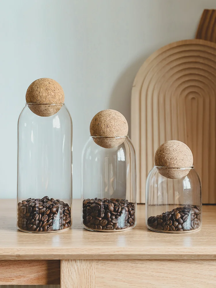 Coffee Bean Storage Jar Sealed Jar Cork Stopper Glass Bottle Tea Display Storage Can Miscellaneous Grain Storage Jar