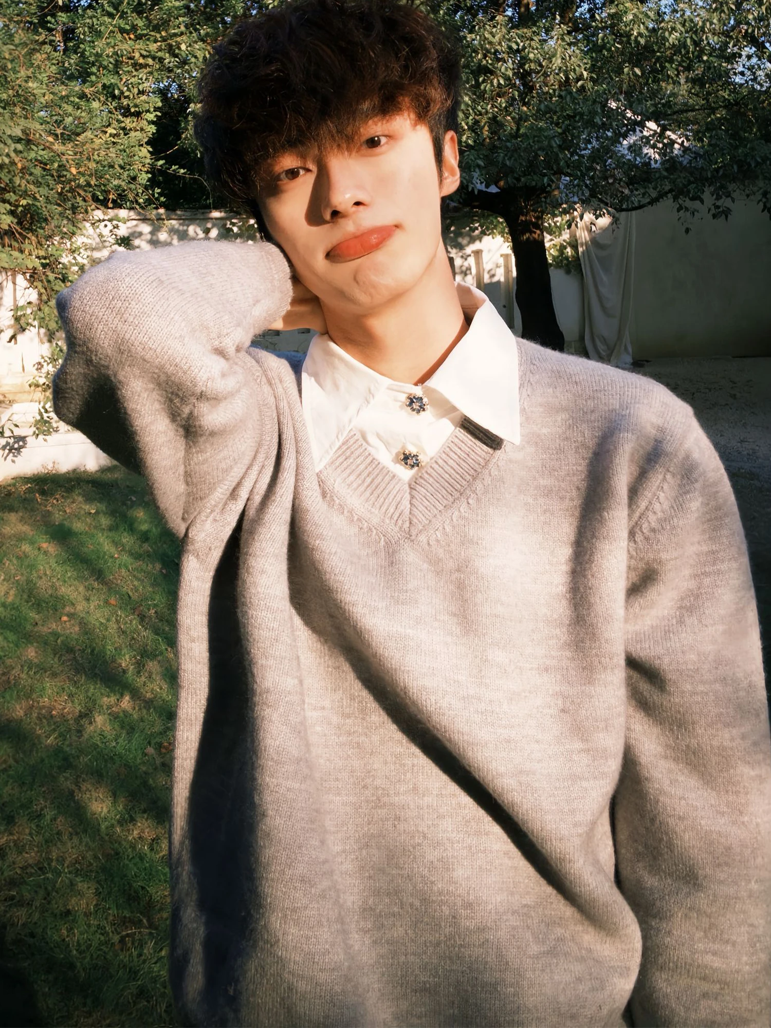 

Ay вязаный свитер с v-образным вырезом, мужской осенне-зимний свитер для отдыха Aosphere College Sle Long Sve, повседневный трикотаж на пуговицах