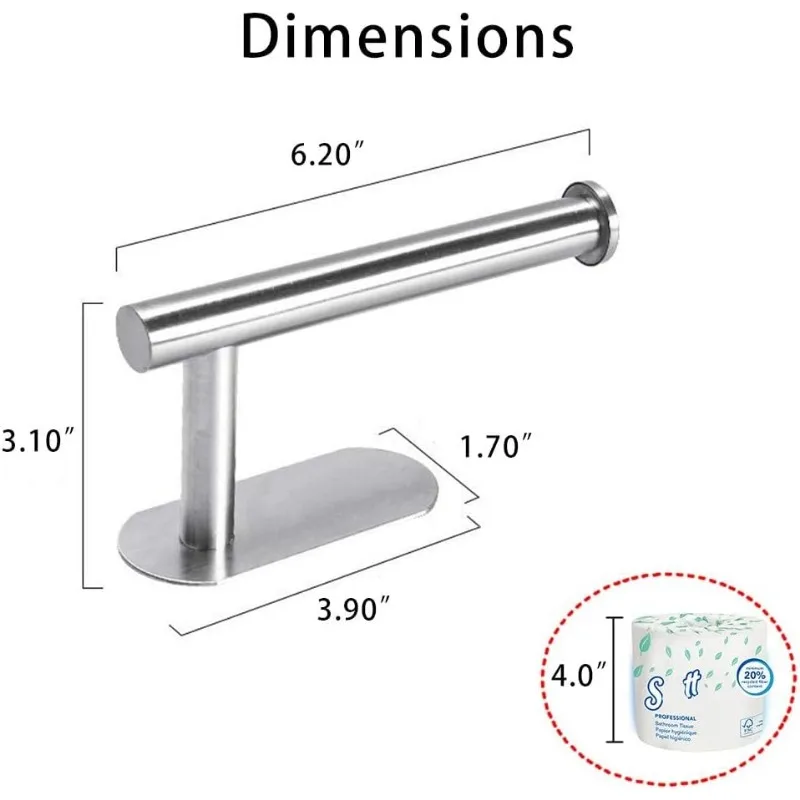 Toilet Paper Holder no Drilling for Bathroom and Washroom, SUS304 Stainless Steel Brushed Nickel (Silver), DG-TPA22