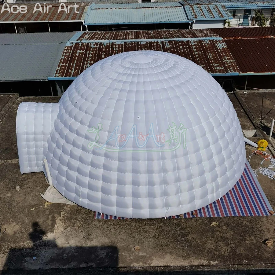 80 pessoas 8m de diâmetro inflável cúpula tenda gigante iluminação led igloo tendão yurt balão com ventilador livre