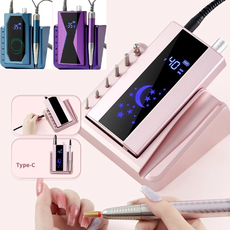 

Brushless Nail Drill Lasting 40000RPM Nail Drill Machine 85W Handle Manicure Portable Tool Professional Nail Drill for Salon Use