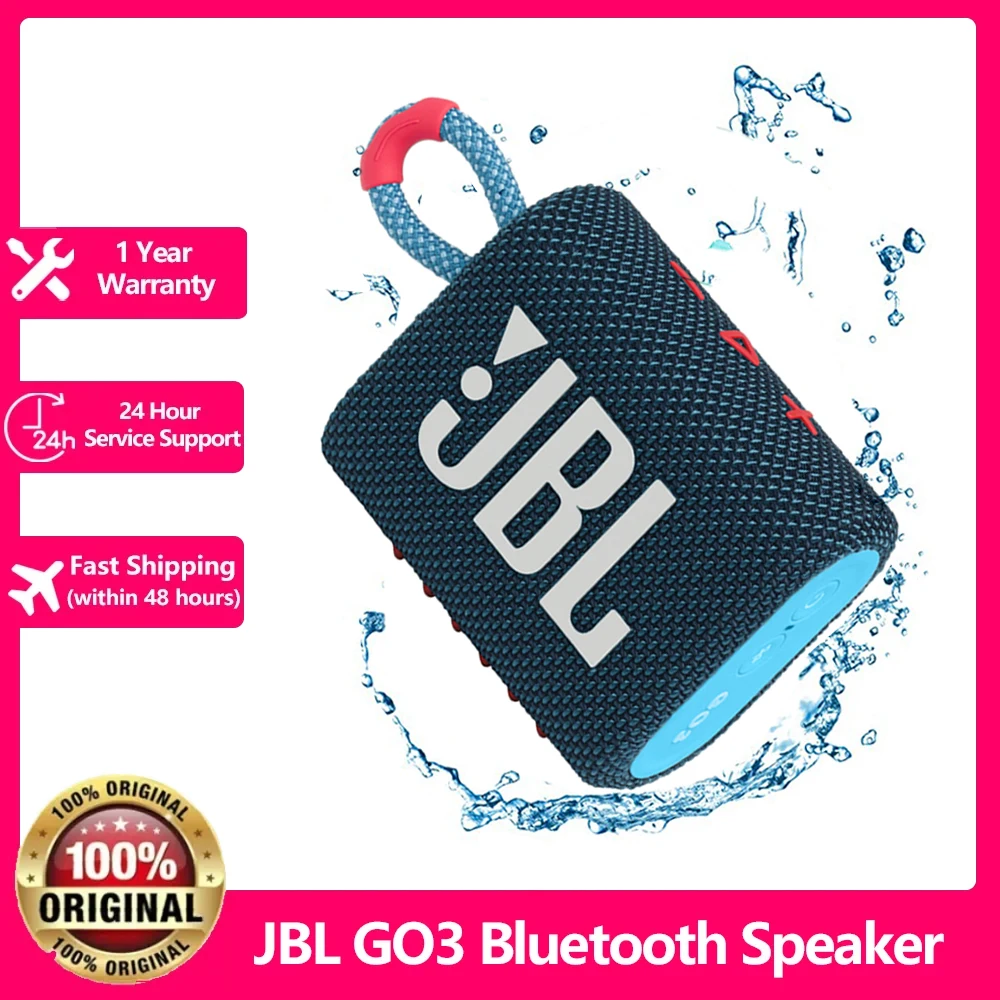 

Original JBL GO3 Wireless Speaker With Bluetooth 5.1, Portable Waterproof Speaker,Outdoor Speakers Sports Bass party Speaker