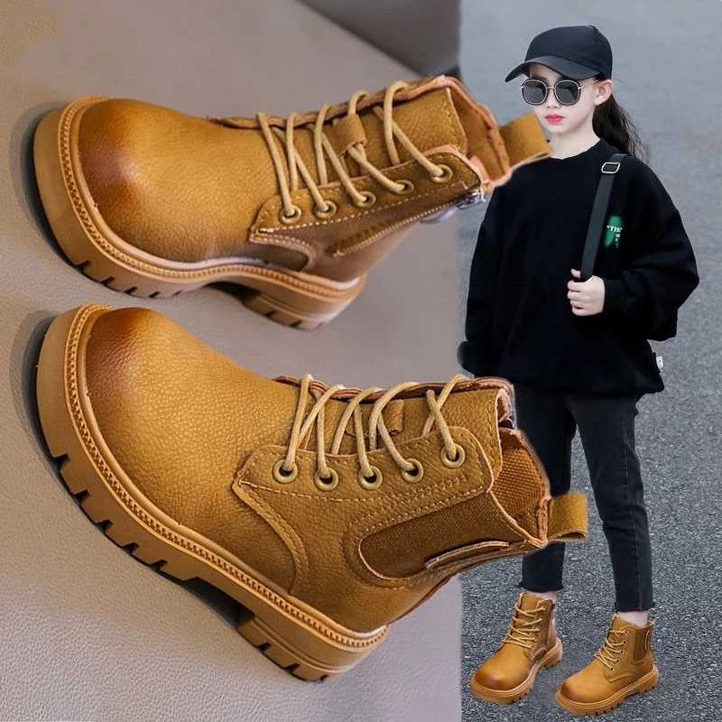 2026 AW Parent Kid Matching Boots British Style Anti Slip Unisex Fashion Small Yellow Boots Casual Trendy Shoes for Men Women