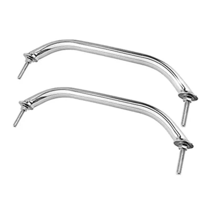 2 PCS Stainless Steel Oval Handrail with Finger Grip Marine Boat Grab Bar 8/12/16 Inch Boat Handle