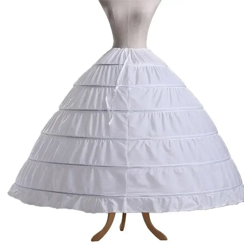 White 6 Hoop Ball Gown Puffy Wedding Petticoat Marriage Skirt Bride Crinoline Underskirt Hoepelrok Wedding Accessories