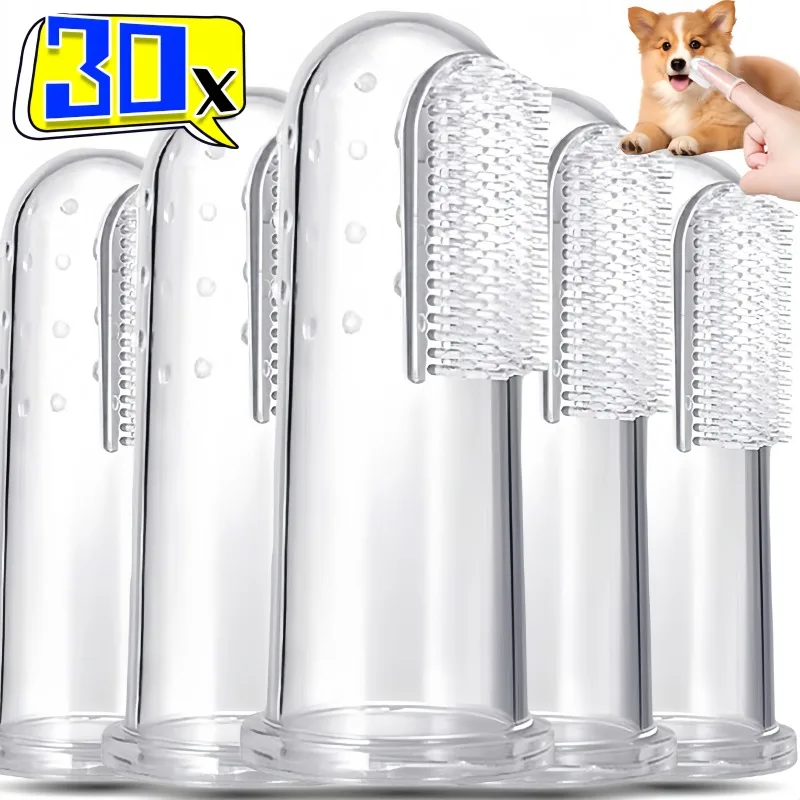 30/1pc Teeth Cleaning for Dog Super Soft Finger Toothbrush Brush Clear Teeth Tool Cat Cleaning Pet Puppy Supplies Accessories