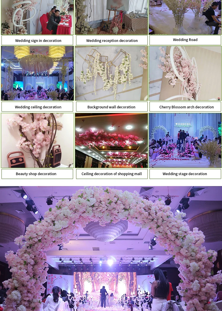 Künstlicher Kirschblütenbaum Rosa Weiß Seidenblume Zweig für Hochzeit Bogen Bonsai DIY Zuhause Party Dekoration – Detail 4