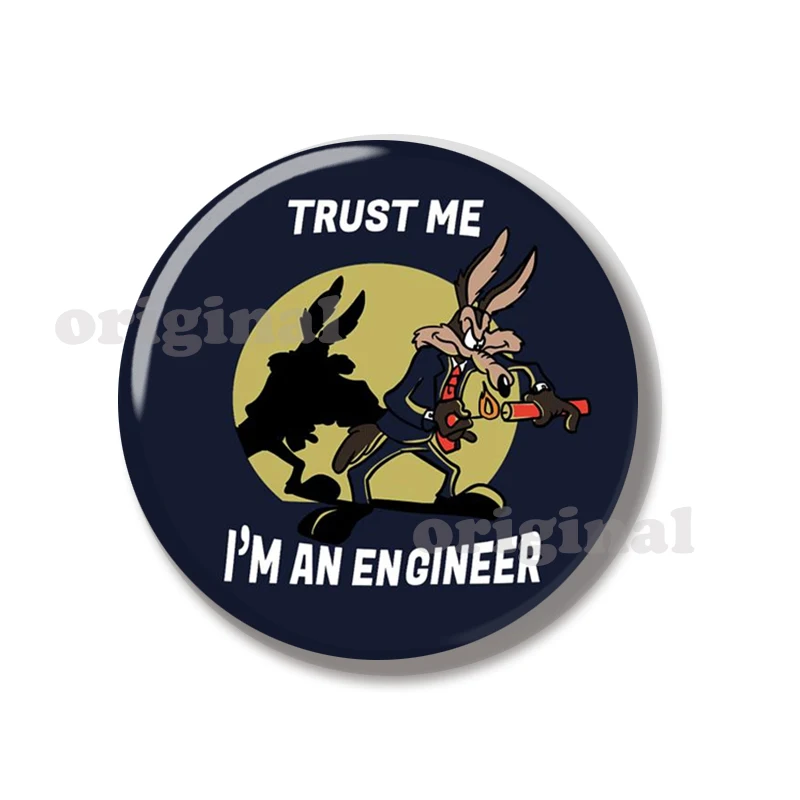 44MM Trust Me I'm An Engineer Pin Soft Button Pin Jewelry Creative Badge Cartoon Brooch Lapel Pin Bag Hat Decoration Gift