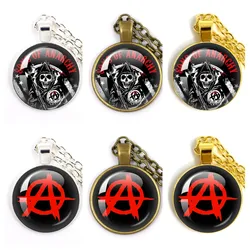 2023 New Sons Of Anarchy LOGO Necklace Freedom Symbol анархия Torque Rock Punk Choker Necklaces 25mm Round Jewelry
