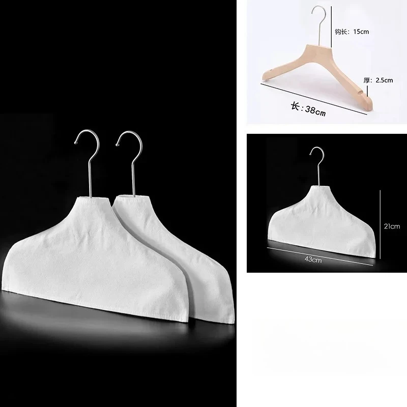 

Custom With Logo Print Linen Cotton Hanger Anti Slip Cover Dustproof Clothes Shoulder Protector Travel Storage Hanger Sleeve