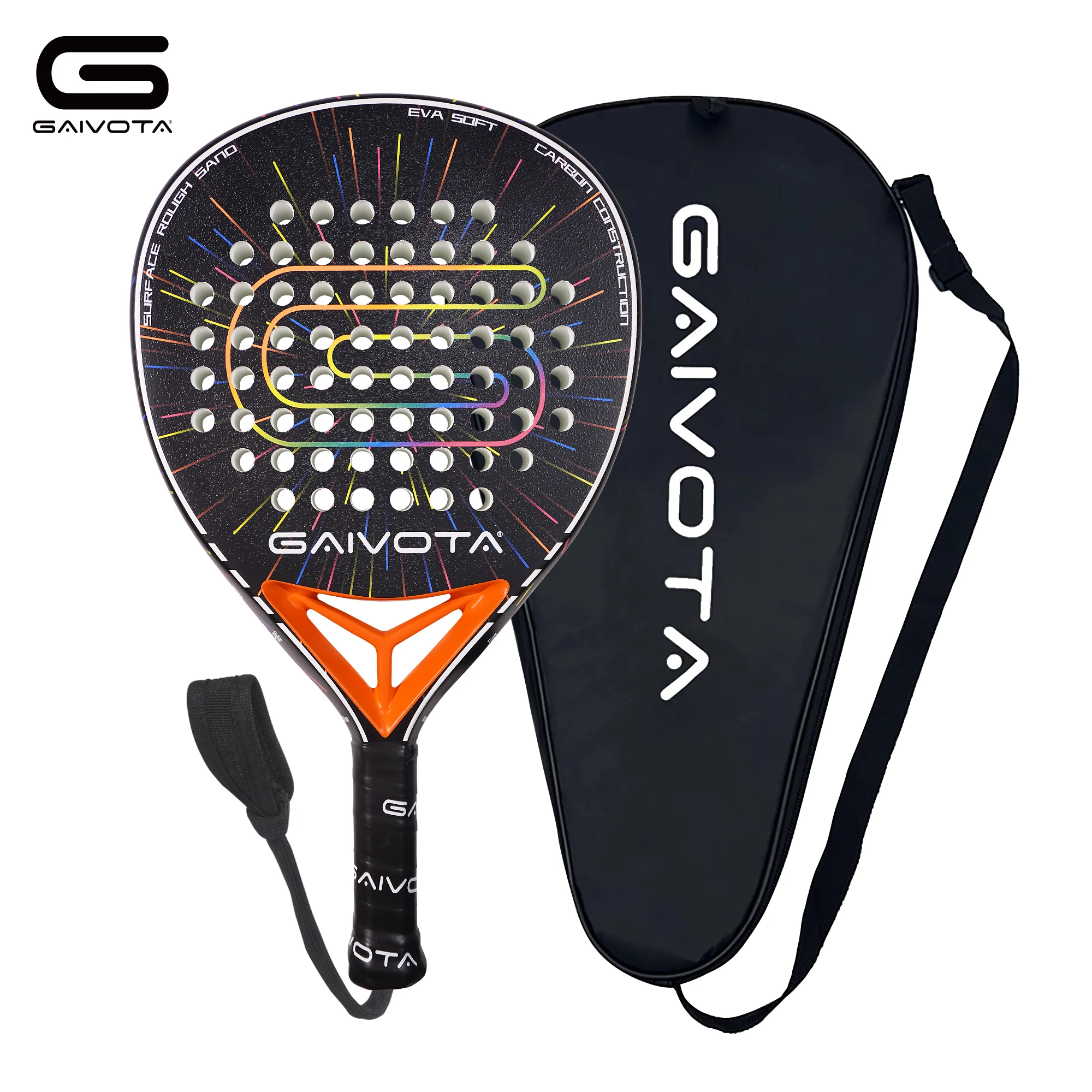GAIVOTA 2026 Orange KD100Padel Tennis Racket, Carbon Fiber Attack Racket, Rough Surface, Beginner to Intermediate Players
