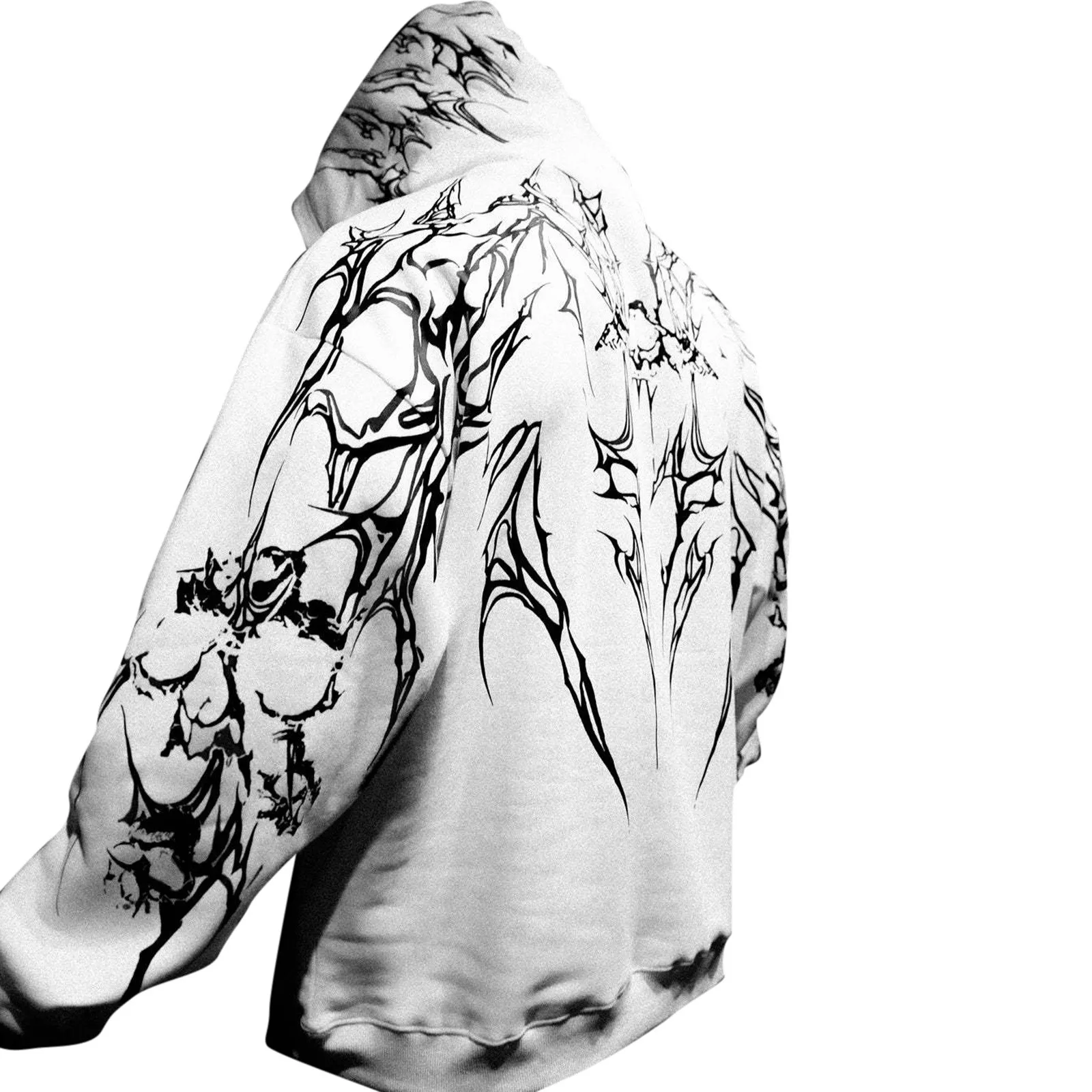 

Breathedivinity Men'S Clothing Oversized Y2k Longsleeve Sweatshirts Mayhem Gaga Dark Gothic Textured Print Man Hoodie Streetwear