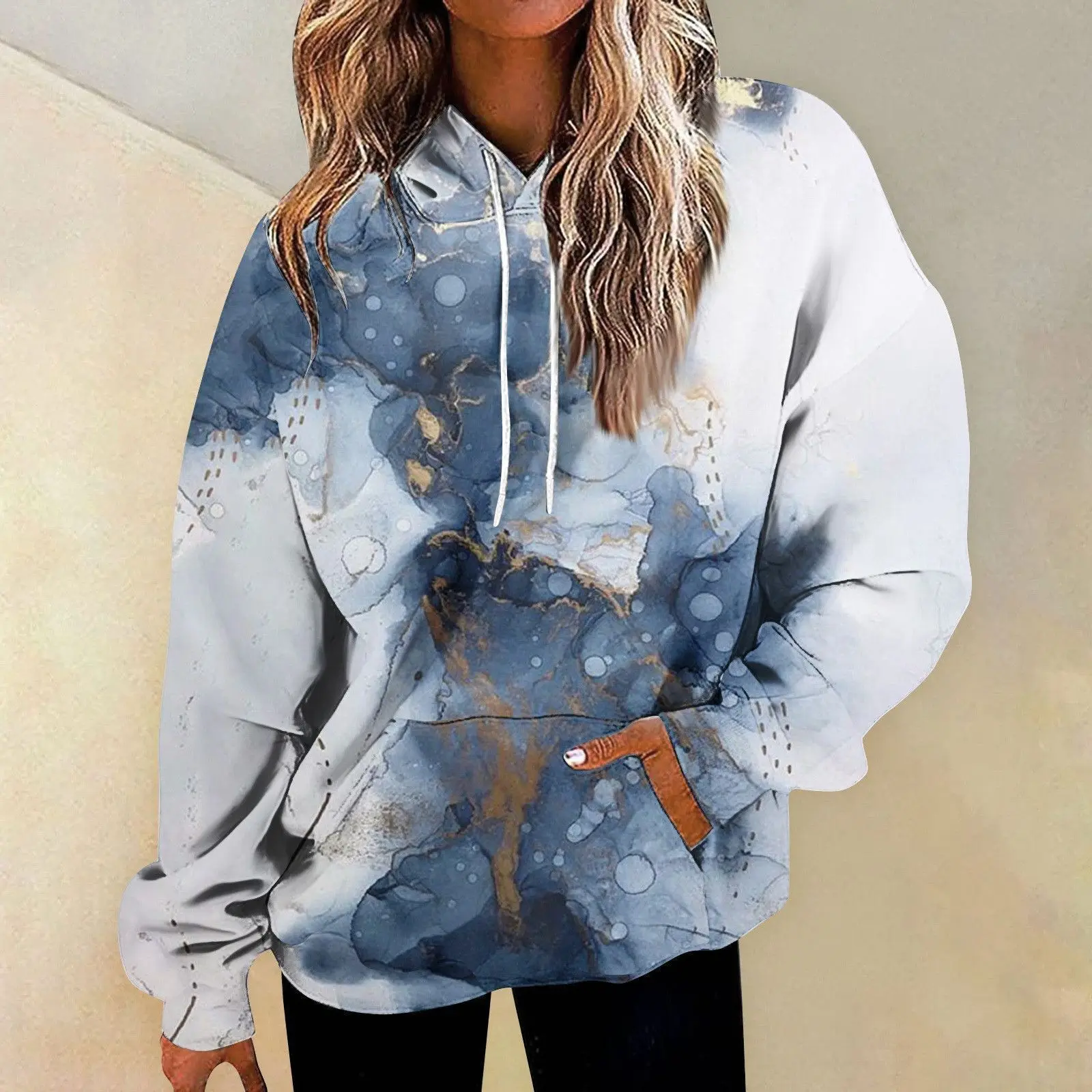 Autumn Marble Gradient Pattern 3D Print Hoodies Women Streetwear Casual Long Sleeve Hooded Sweatshirts Pullovers Female Clothing