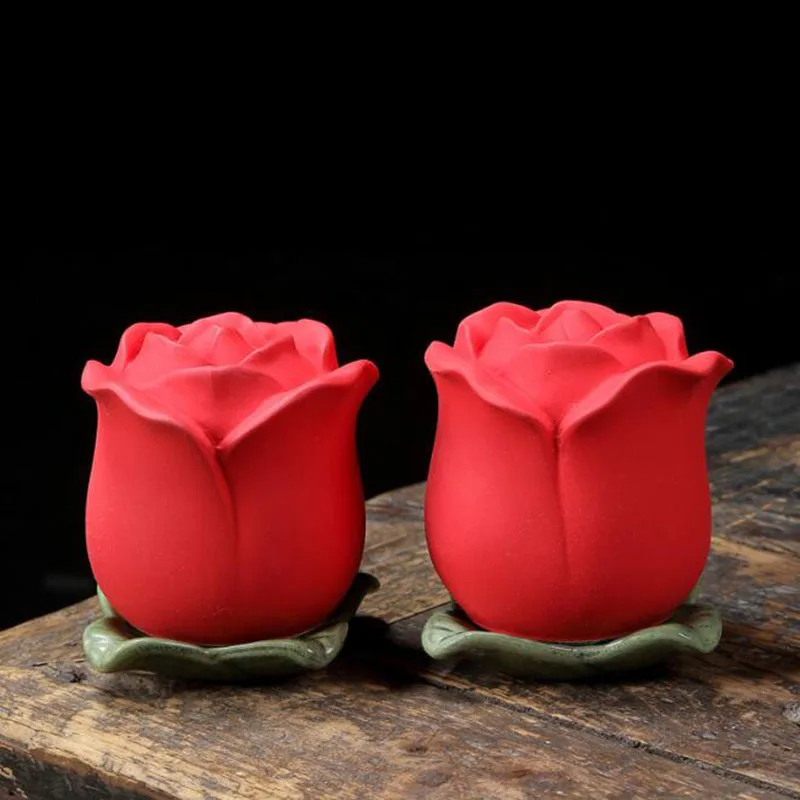 Creative Romantic Red Rose Design Tea Caddy Green Tea Sealed Storage Jar Lovers Valentine Festival Gift Kitchen Teaware