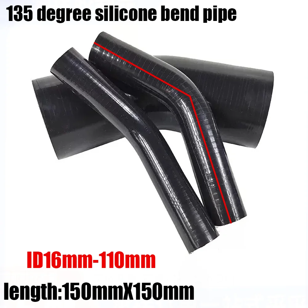 

135° Automotive Intercooler Turbocharger High-Pressure High-Temperature Air Pipe Clamp Fabric-Reinforced Thicker Bend Pipe Black