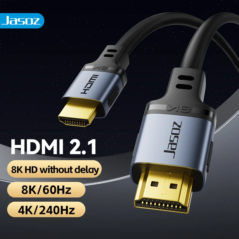 Jasoz 8K HDMI-Compatible Cable 8K@60Hz 4K@120Hz HDMI 2.1 Cable 48Gbps Dynamic HDR eARC For PC Laptop TV Box PS5 0.5m 1m 2m 3m 5m