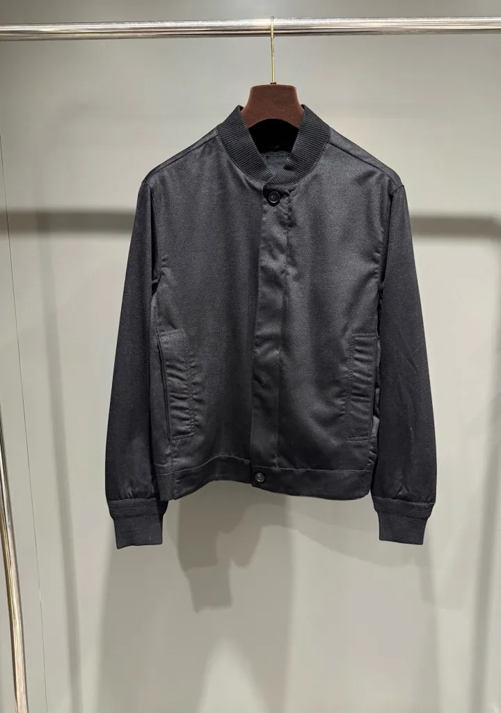 ZEG 2026 New Old Money Style Mens Wool Blend Reversible Waisted Leather Jacket Stand Collar Windproof Waterproof Outerwear