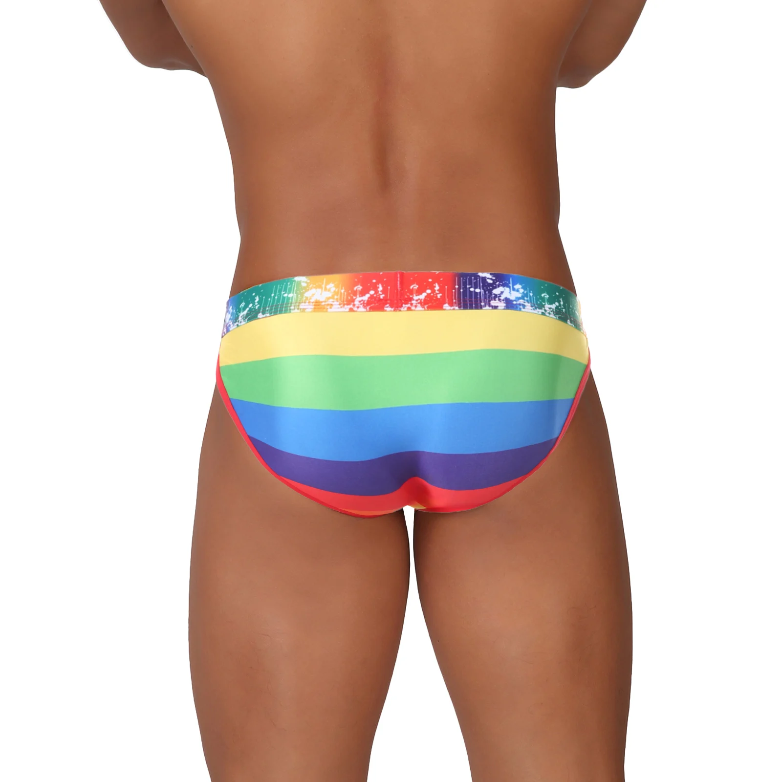 Sexy Slips Regenbogen-Unterwäsche Herren-Panties Erotischer Bulge-Pouch High-Cut Breiter Bund Sonnenblumen-Print Unterhosen Slips – Detail 3