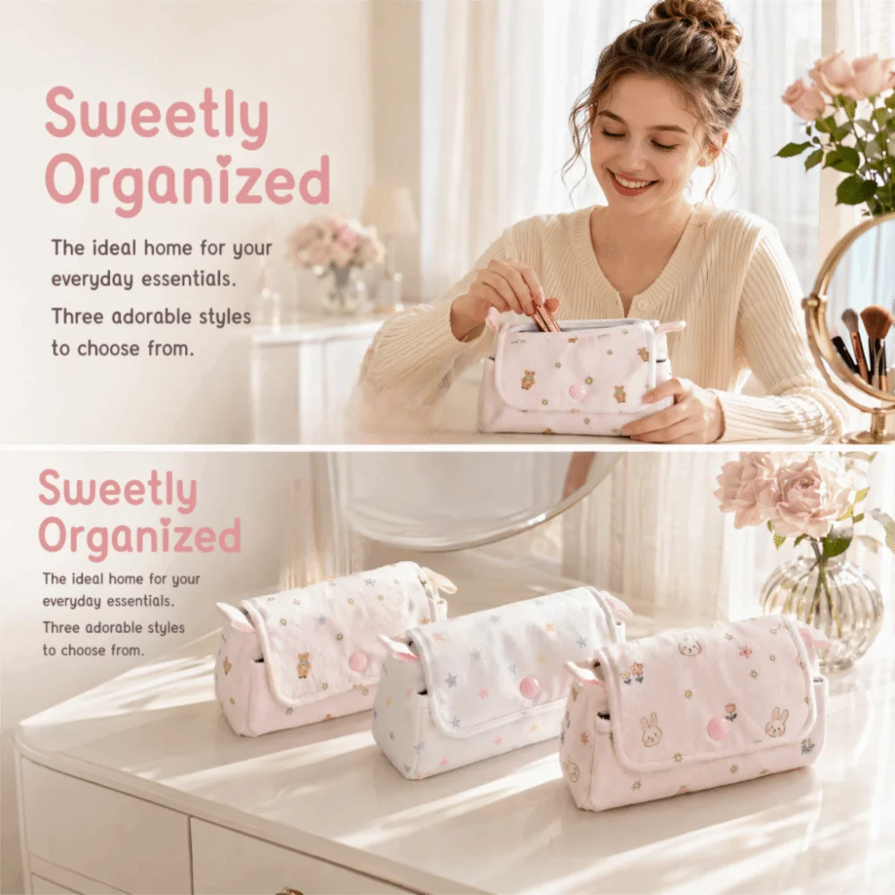 Multi Function Little Bear Pencil Case Star Large Capacity Pen Bag Rabbit Pencil Pouch Gift