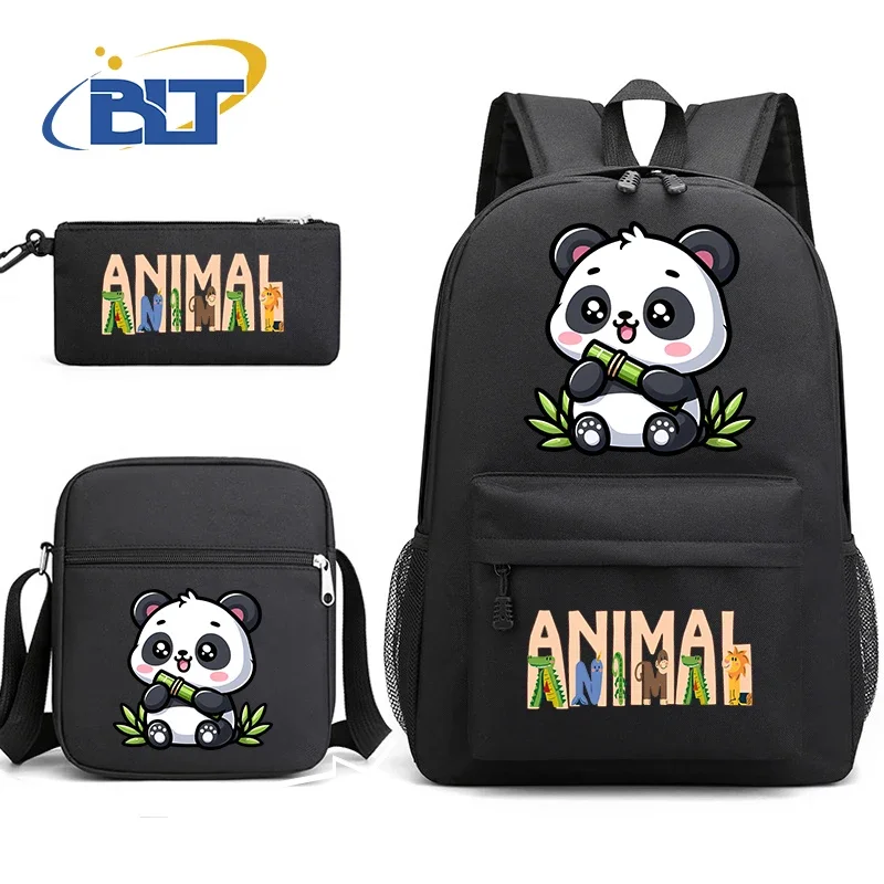 

Cute Animal Print Student Schoolbag Youth Backpack Shoulder Bag Pencil Bag 3-piece Set Kids Gift