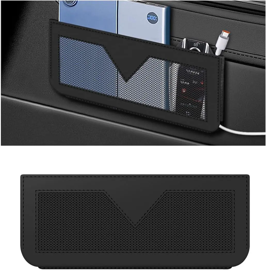 Car Storage Bag Car Storage Bag PU Leather Mobile Phone Bag Sticky Car Net Bag Multi-function Storage Bag Auto Accessories