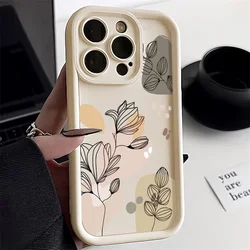 Abstract Plants Phone Case For iPhone 15 Pro Max Case iPhone 13 16 14 12 11 Pro Max X XR XS 7 8 SE Candy Liquid Silicone Cover