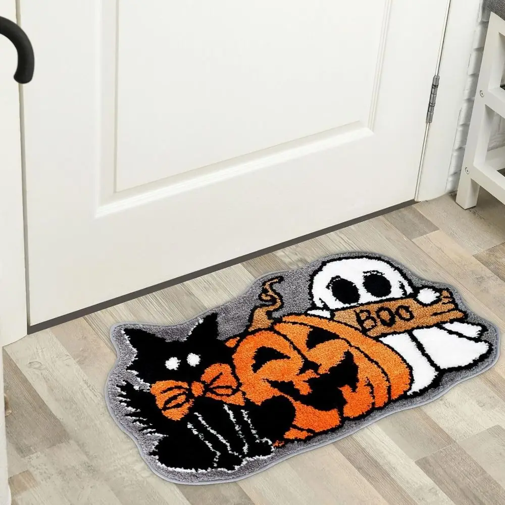 

New Imitation Cashmere Door Mat Anti-slip Floor Decorative Bathroom Mat Ghosts Cartoon Floor Mats Halloween