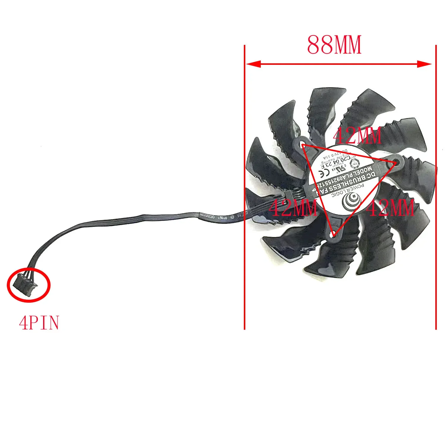 Original 88MM 4PIN PLA09215S12H GTX 1660 GPU fan suitable for Gigabyte GTX1660 RTX2070 2060 MINI ITX OC 6G graphics card.