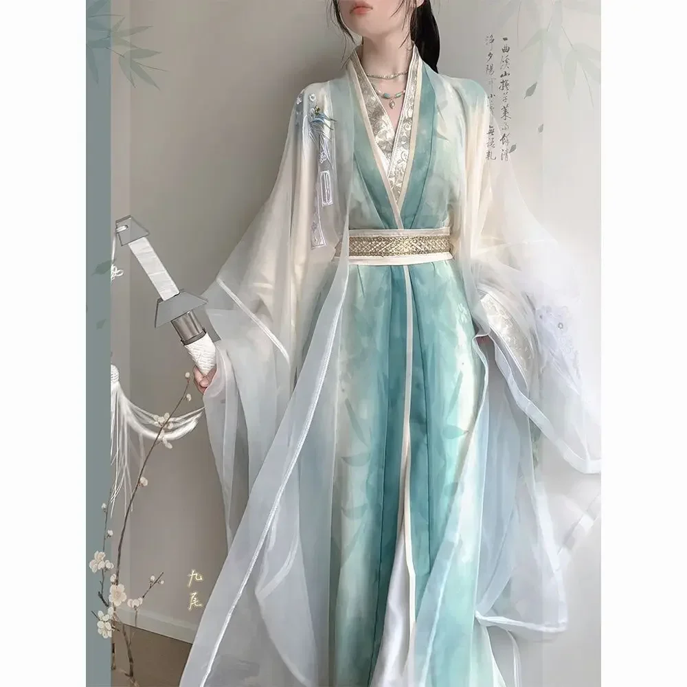 Chinese Style Hanfu Tang Style Long Sleeved Shirt Heavy Embroidery Daily Chinese Style Traditional Dress